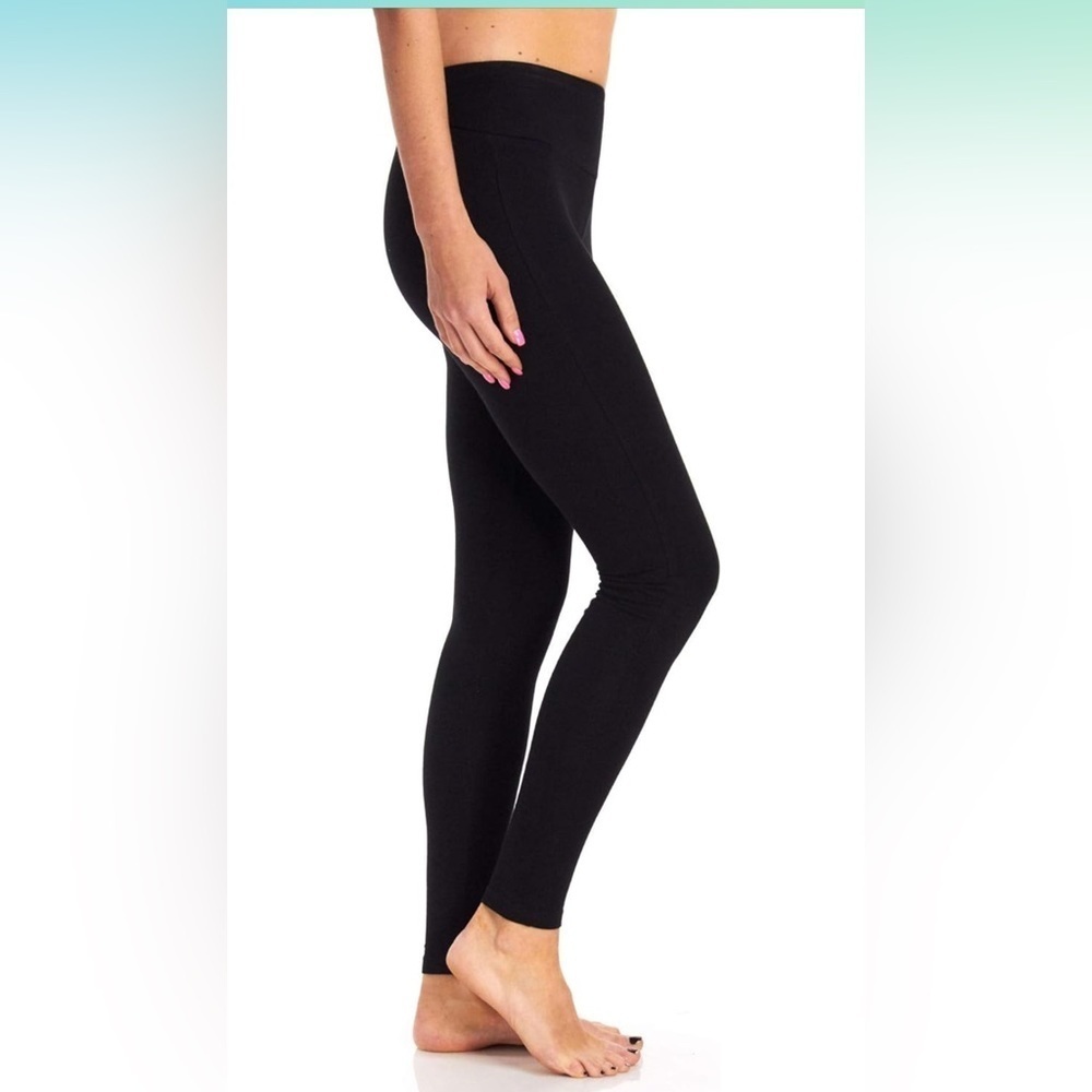 NWT Teez-Her Tummy Control Black High Waist Pull-On Leggings Cotton Sz Medium